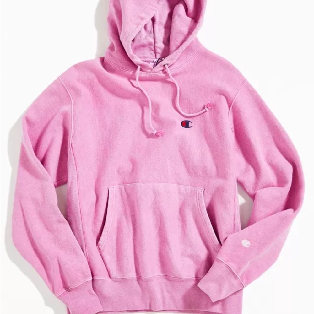 Vintage Champion Pink Pullover Hoodie with Logo S